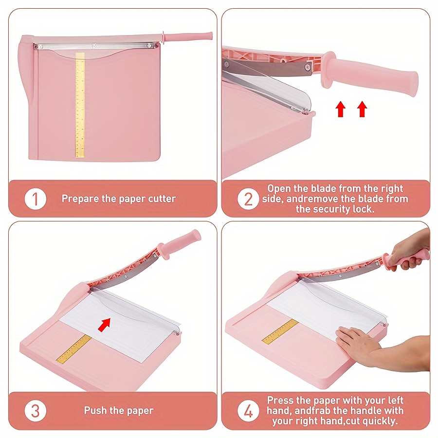 Pink paper cutter & paper cutter with safety guard, heavy-duty paper cutter with 16 sheets capacity