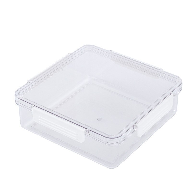 Plastic Airtight Food Containers with Transparent Lid Snack Box Fruit Tray with Compartments Kitchen Refrigerator Organizer: Square no Divider