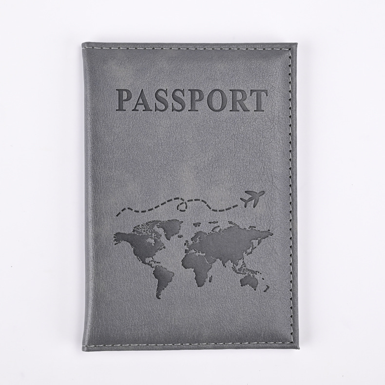 Porta pasaporte de PU colorido, fundas para pasaporte, funda protectora para pasaporte de viaje, tarjetero de identificación, accesorios de viaje: Gris