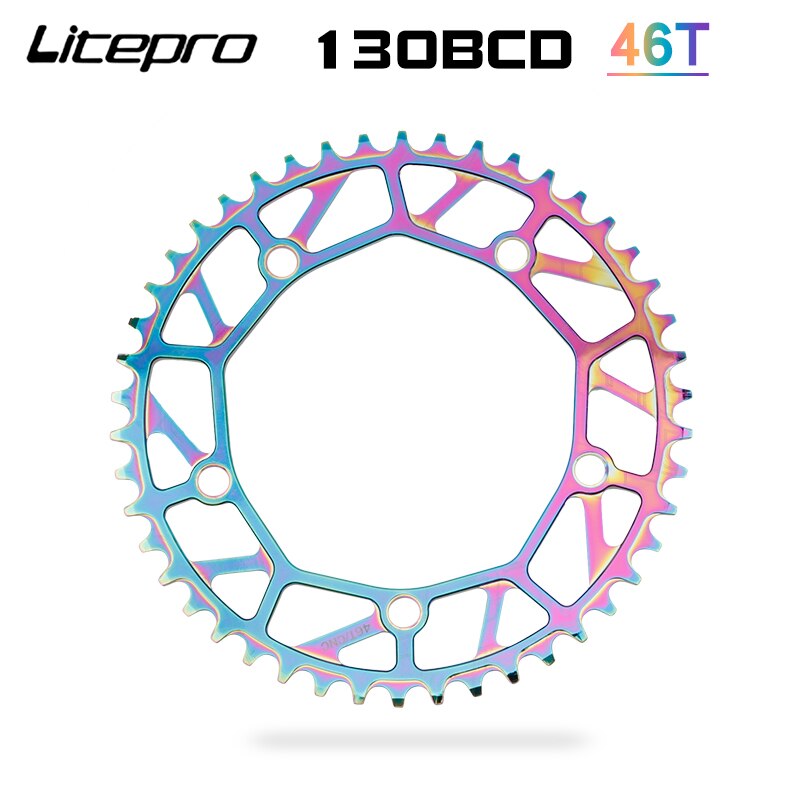 Litepro Folding Bicycle Tooth Chainring Positive Negative Tooth 46/48/50/52/56/58T Chainwheel BMX Bike Colorful Crankset 130BCD