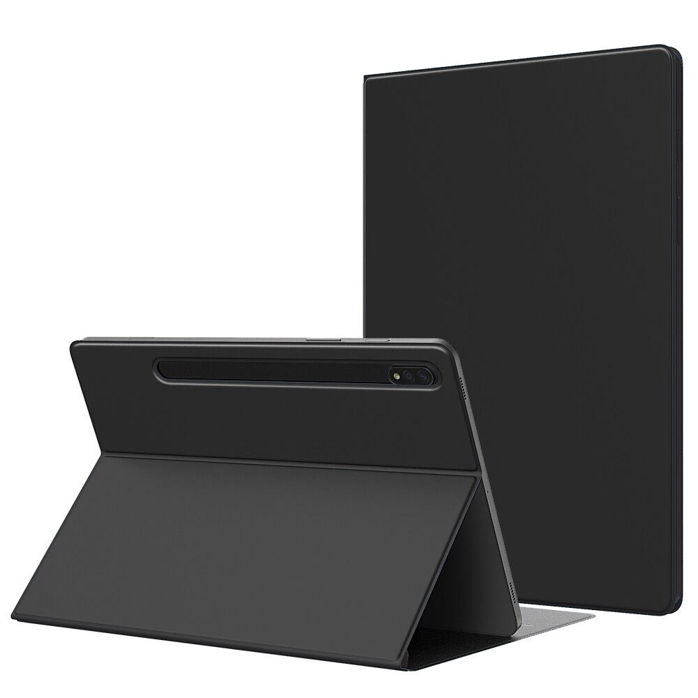 Etui til alle samsung galaxy tab  s7 plus 12.4 in tablet (sm -t970/t975/t976), stærk magnetisk tredobbelt stativ cover cover til  s7p: Sort