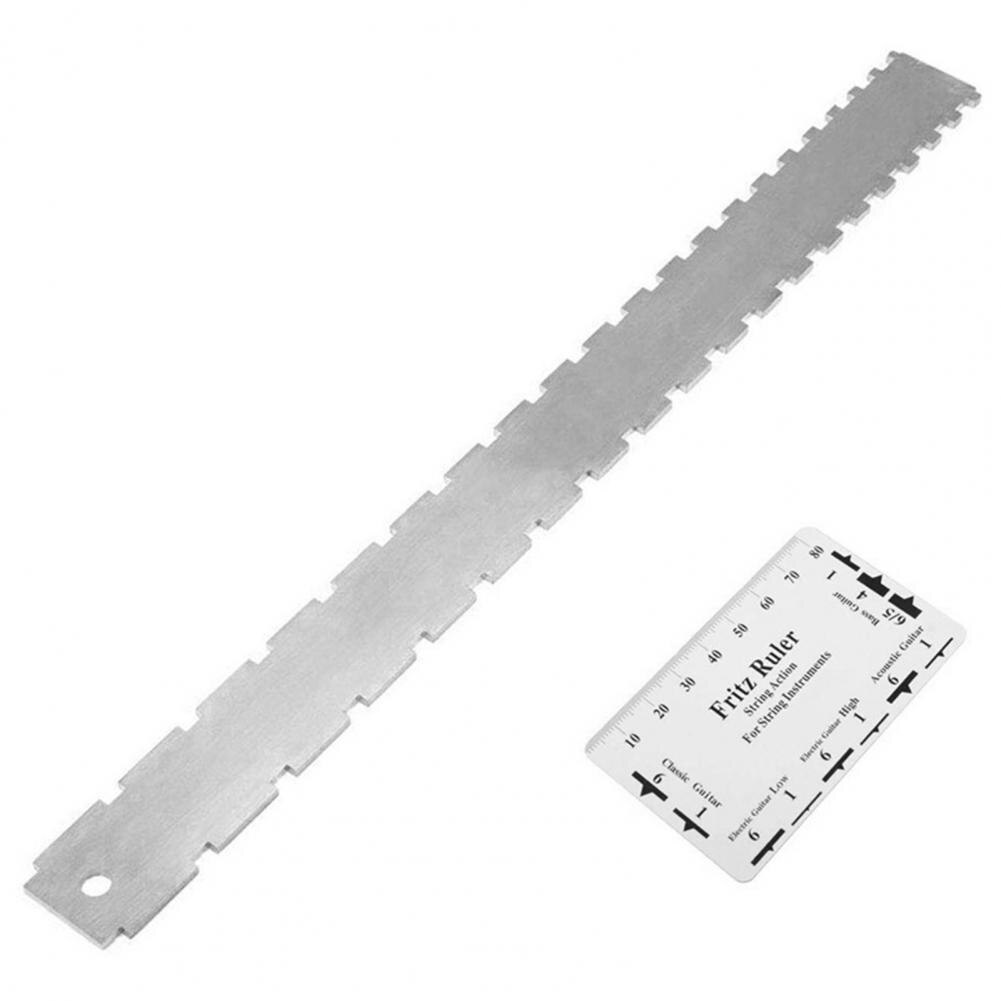 1Pcs Roest-Proof Basgitaar Hals Kloof Ruler Fretboard Inkeping Rechte String Pitch Meten Liniaal Set Met dubbele Schaal: Default Title