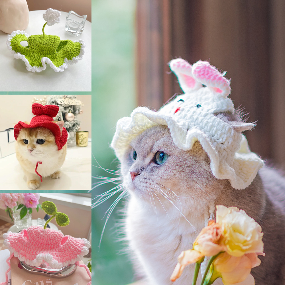 Chapeau de chat élastique mignon tricoté, couvre-tête et amusant, accessoires de séance Photo de fête, Costume de Cosplay pour chaton, accessoires pour chat