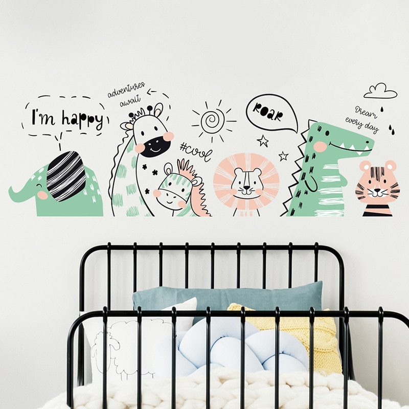 Cartoon Dieren Party Muurstickers Voor Slaapkamer Kinderen Kamers Babykamer Decoraiton Milieuvriendelijke Vinyl Muur Stickers Muurschilderingen Home Decor