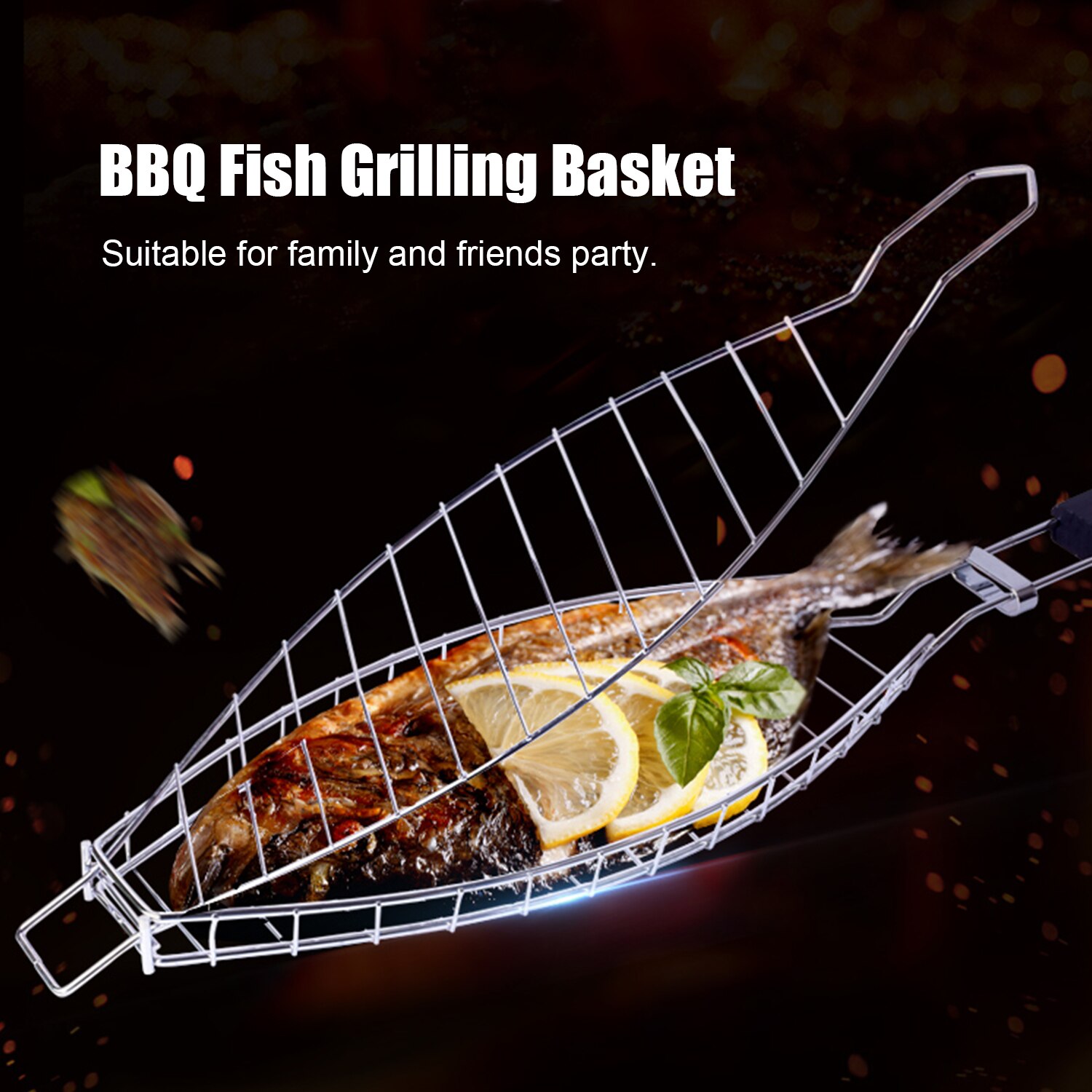 Fish Grilling Basket Non-Stick Barbecue Basket Detachable Heavy Duty BBQ Tools Grill Basket for Fish Meats Vegetables Steak
