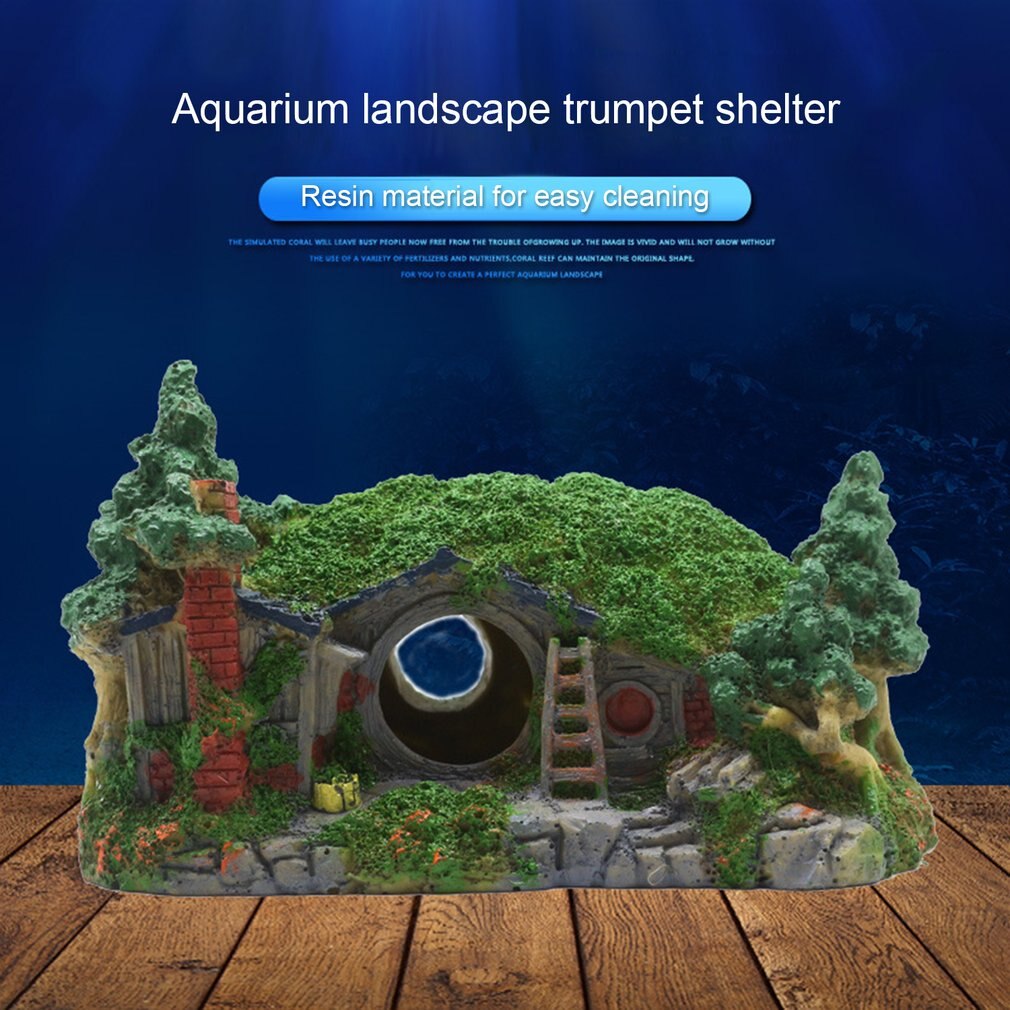 Decoración para peces de acuario, Casa Refugio de resina artesanal, decoración para peces, suministros para tanque, simulación de agujero de Escape