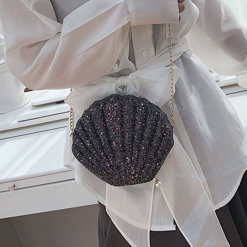 Aelicy senhoras bolsa de luxo brilhante concha forma corrente sacos de ombro feminino casual menina bolsa feminina carteras mujer de hombro y bolso