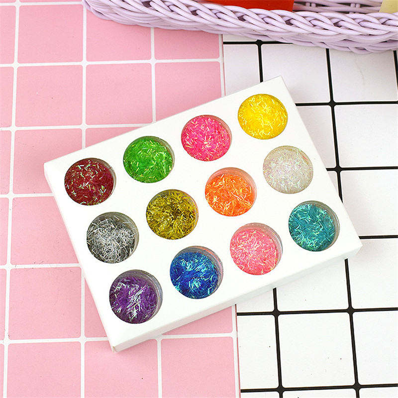 12 Gaten Slime Zachte Aardewerk Fruit Slice Pearl Sequin Sprinkles Filler Kinderen Speelgoed Boetseerklei Diy Accessoires Nail Art Tips: Color ribbon