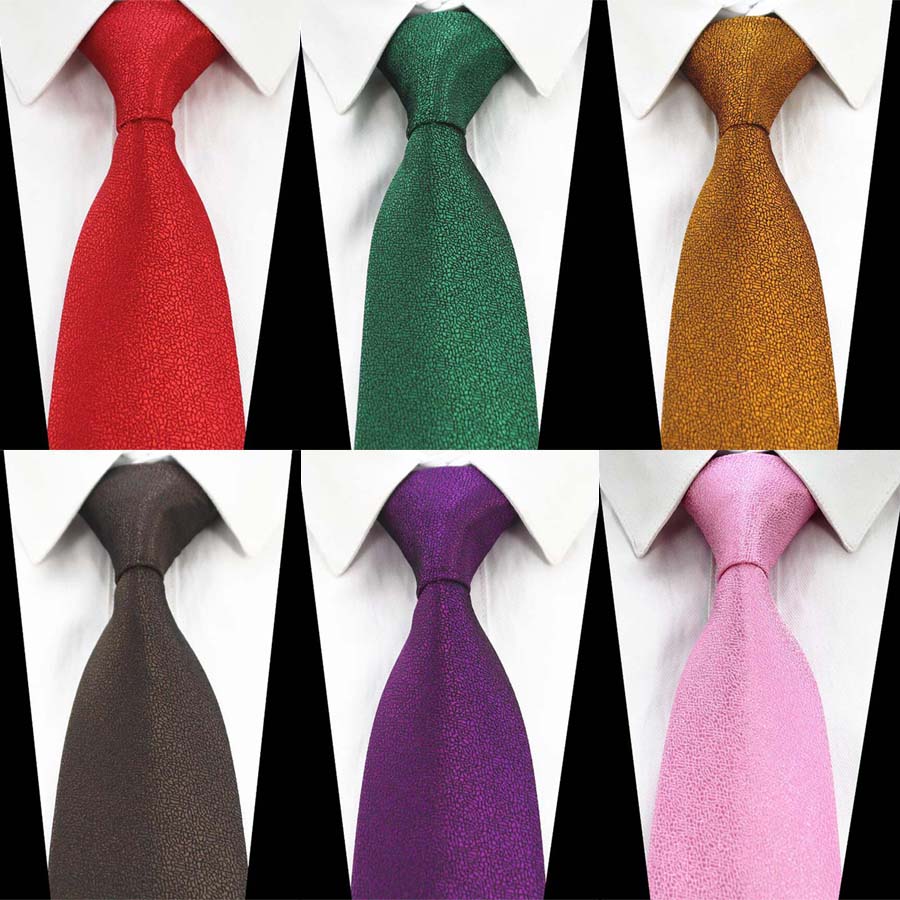 Ricnais 8cm Silk Formal Tie Red Green Solid Necktie For Mens Jacquard Gravata Suit Business Wedding Accessories Neck Tie