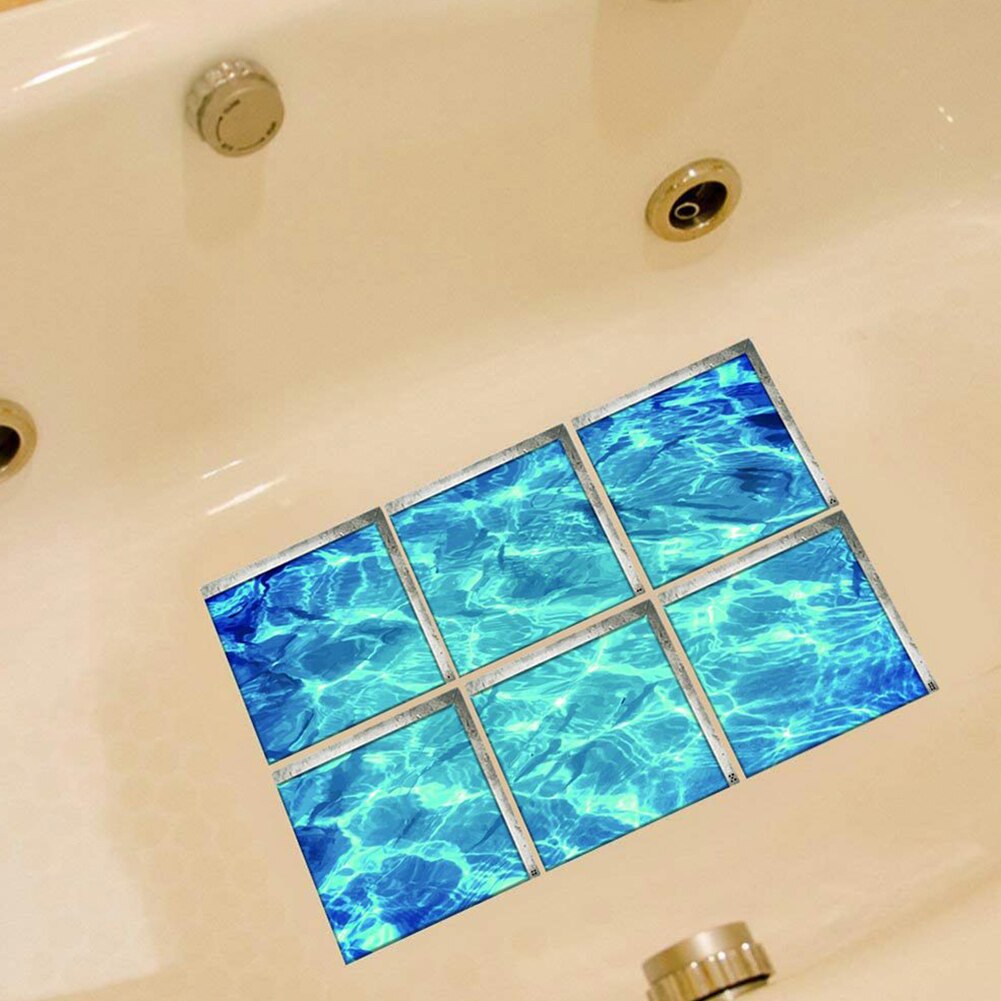 6 pièces baignoire Appliques étanche baignoire sécurité bricolage vague motif anti-dérapant étanche à l'humidité 3D stéréoscopique autocollant douche