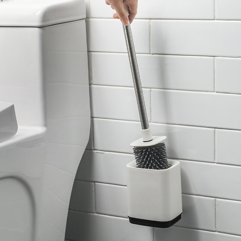 Toiletbørste langt håndtag blødt hår toilet rengøringsbørste sæt silikone ingen dødvinkel væghængende hulfri toilet rengøringsbørste