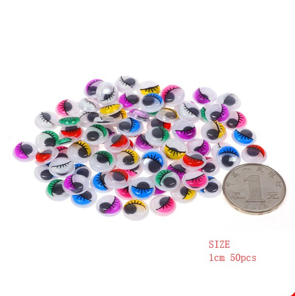 Beweegbare Zelfklevende Ogen Creatieve Hand Diy Met Wimper Kralen Bevestigd Zwart Wit Oog Klei Accessoires Kid Hand Materiaal: 1cm 50pcs