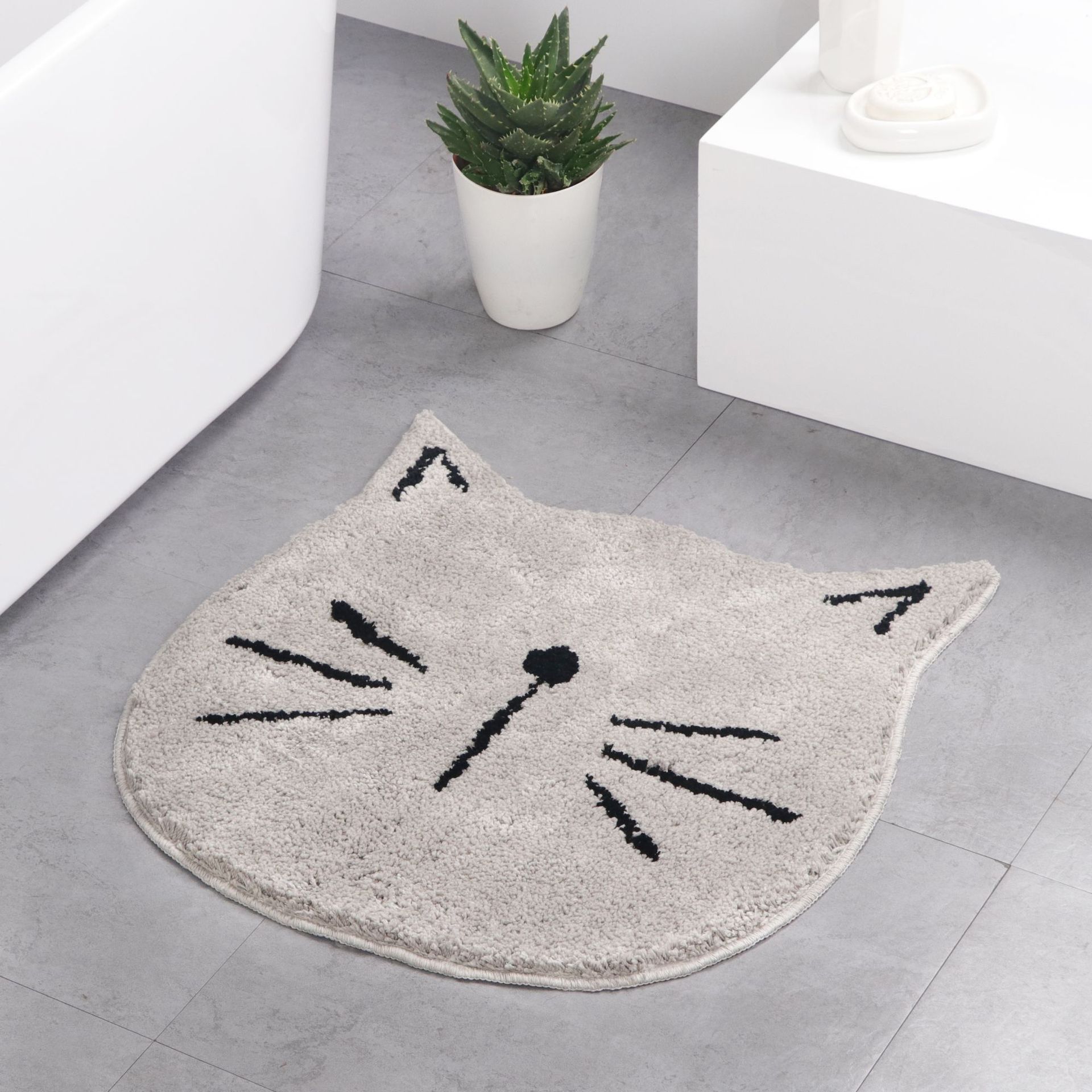 Katteformet gulvmåtte indgang dørmåtte badeværelse tæppe stue tæppe vandabsorberende bademåtte antislip fodtæppe househod tæppe