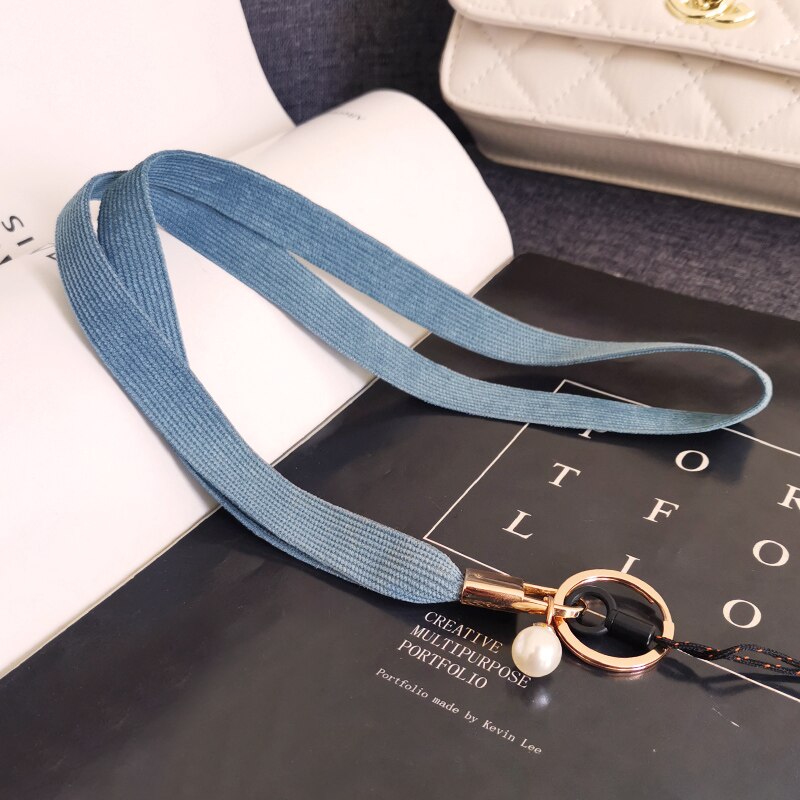 Lange Parel Pedant Telefoon Lanyard Voor Iphone Huawei Samsung Redmi Xiaomi Ketting Riem Voor Werken Card Badge Sleutelhanger: blue