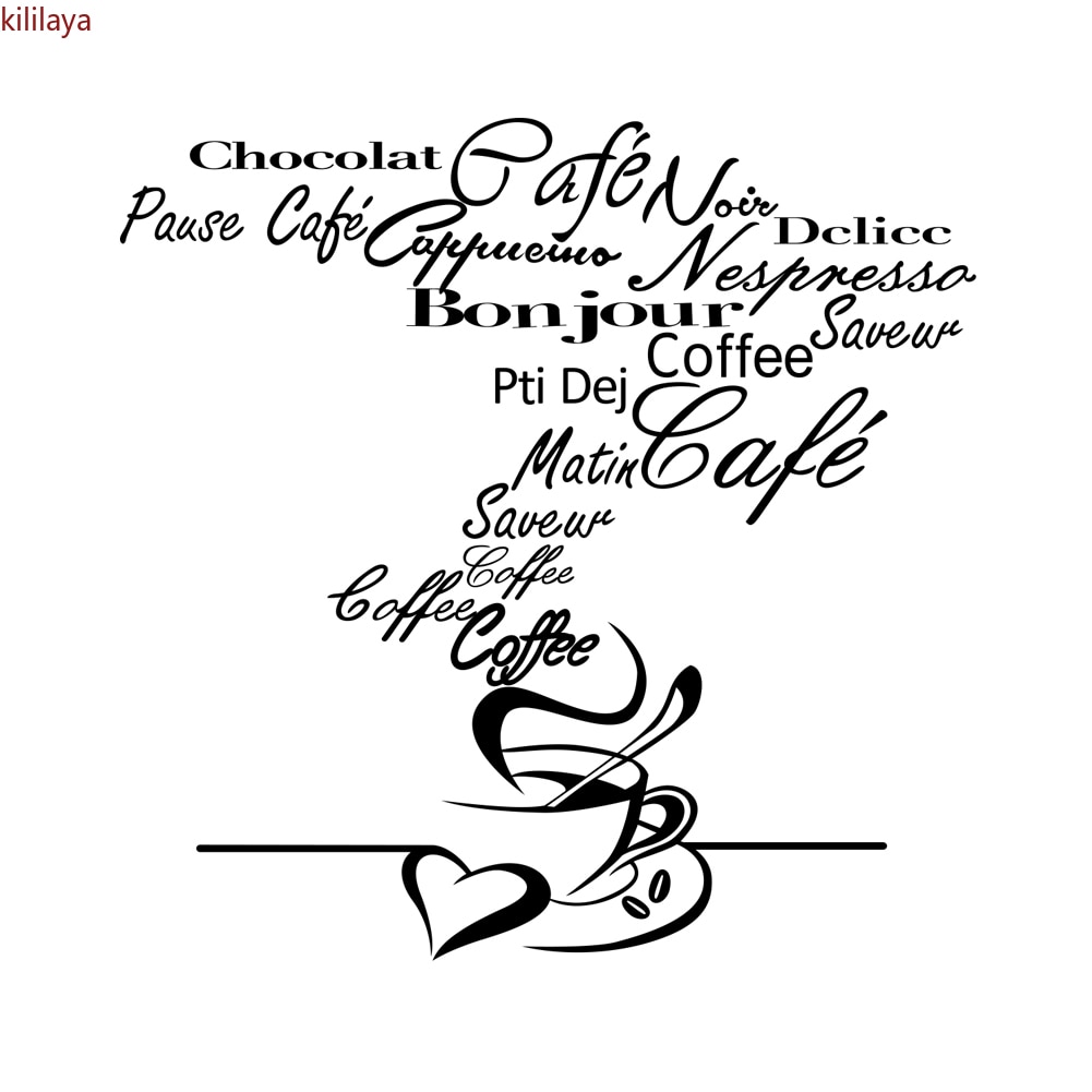 Kililaya Sticker French Cuisine Cafe Vinyl Wall Applique Mural Wall Art Removable Wallpaper Kitchen Home Decor
