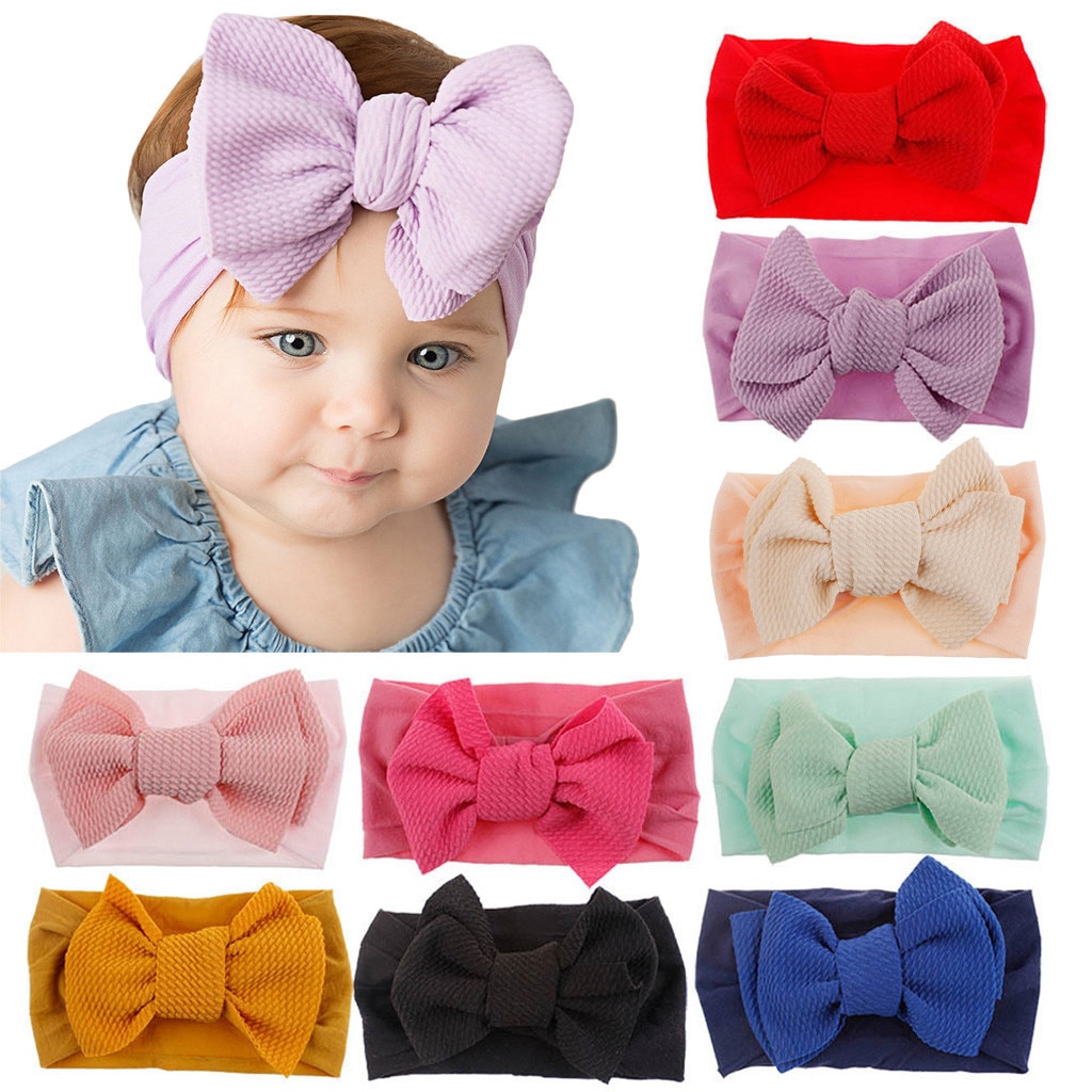 Baby Big Bow Headbands Flower Print Nylon Turban Hairband Oversize Bunny Bow Headwrap Baby Girl Head Wrap Girl Baby Accessories