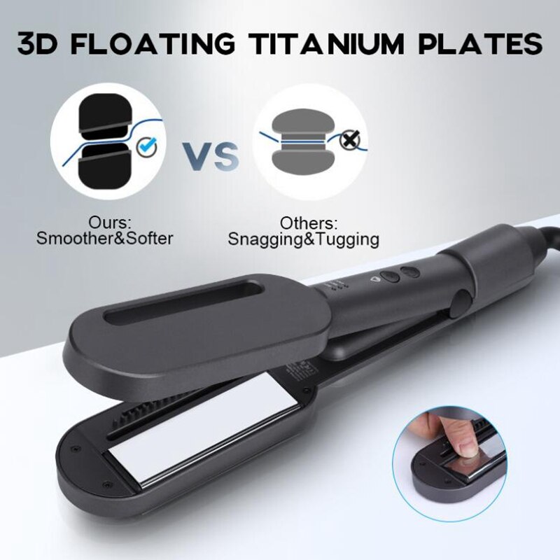 Titanium Flat Iron Hair Straightener Dual Voltage Instant Heating Essential Oil Care Straightening Iron
