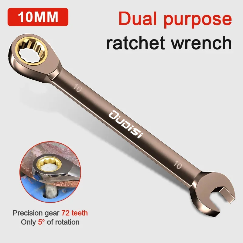 1Pc Key Wrench Flexible Golden Ratchet Wrenches Torque Universal Spanners for Car Repair Tools Metric Hand Tool: Yellow