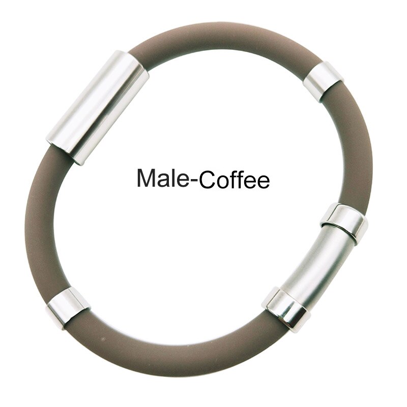 Pulsera antiestática de gel de sílice de iones negativos para hombre y mujer, brazalete deportivo para actividades al aire libre, banda de seguridad para el trabajo, elimina la estática: men coffee