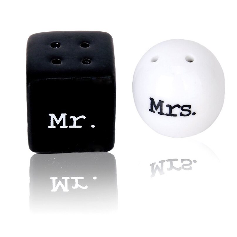 Ronde Cube Keramische Mr. en Mrs. Zout Peper Shakers Bus Set Huwelijkscadeau