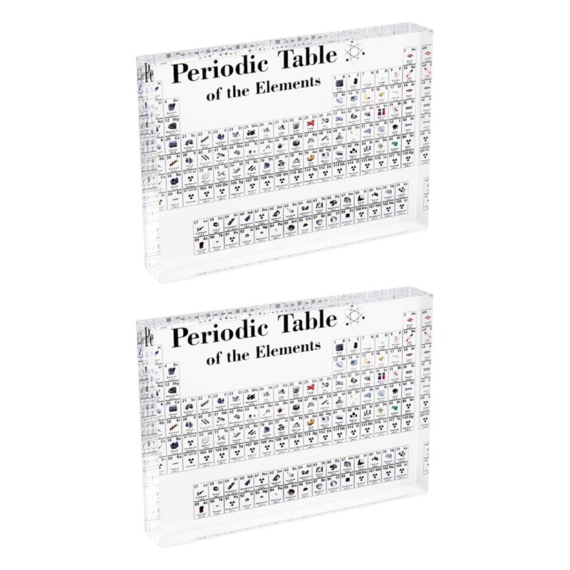 2 stk akryl periodisk bord display med s kemisk periodisk bord krystalklar desktop display til studerende