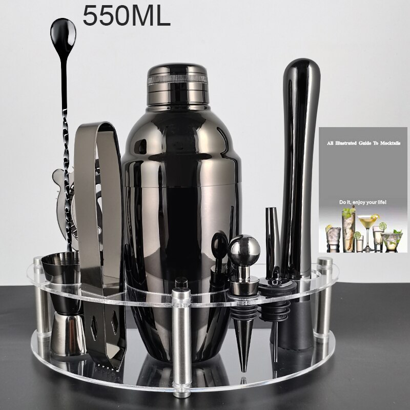 Martini Trinken Boston Edelstahl Shaker Home Bar Werkzeuge 800/750/600/450ml Cocktail Shaker Set bartender Kit Stehen: Black 550ML TM
