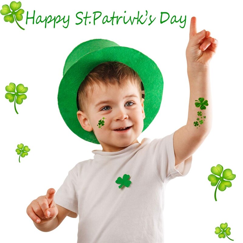 288 Stuks St. Patrick Dag Klavertje Vier Patroon Tattoos Stickers, 6 Ontwerpen-St. Patrick Dag Decoraties
