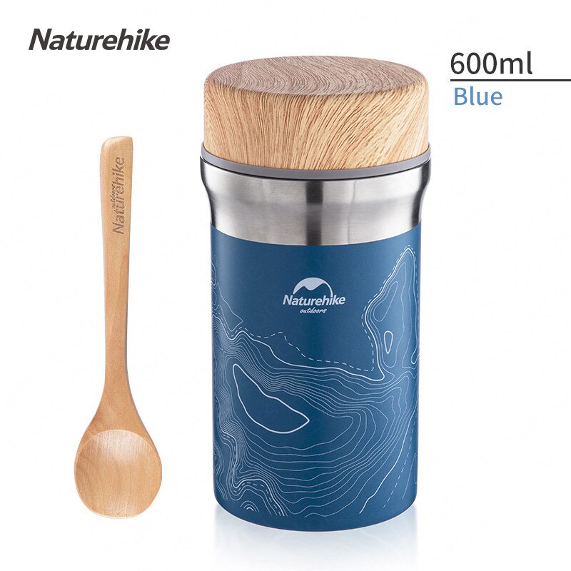 Naturehike Campeggio di Cottura Tazza auto Portatile Bollente Tazza di 600ml di Mantenere Il Calore/Freddo in Acciaio Inox Leakageproof Da Viaggio Pentolame E Utensili per Cucinare: blu-600ml