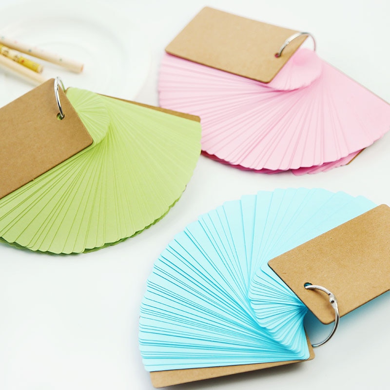 Candy Color Buckle Binder Notes Portable Flash Cards Memo Pads Cute Stationery DIY Blank Card