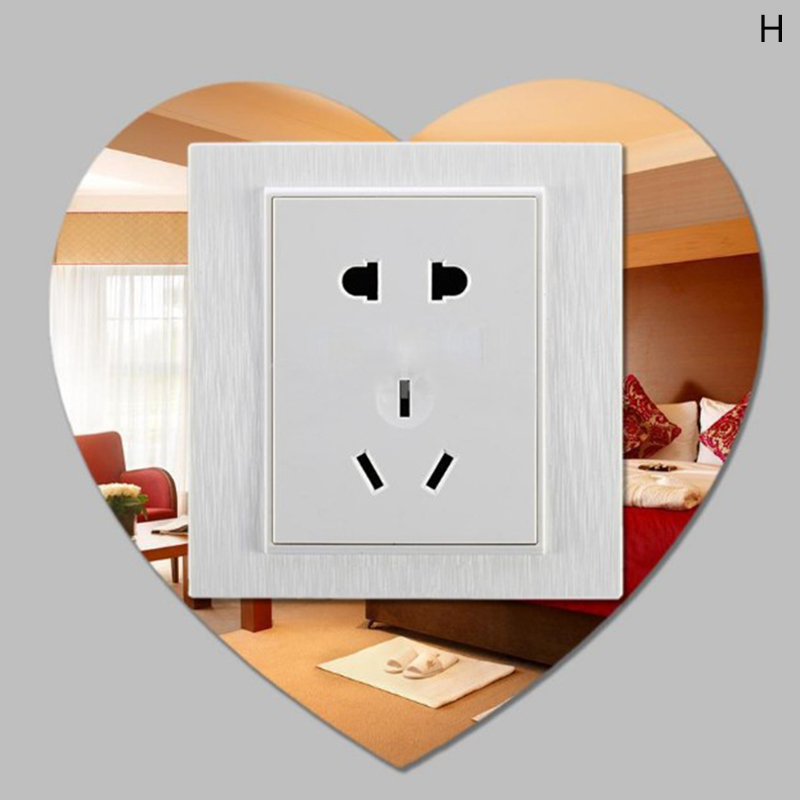3D Acrylic Mirror Switch Stickers Photo Plastic Wall Stickers DIY Home Decoration Supplies Wall Switch Stickers: H