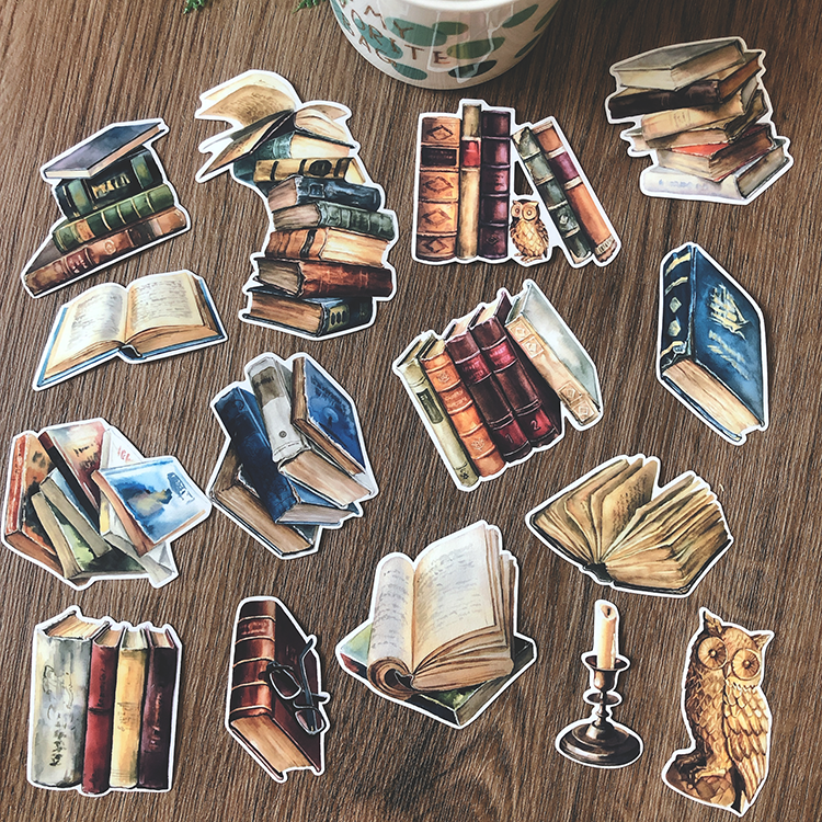 Vintage Bibliotheek Boeken Stickers Reizen Junkl Journal Ambachtelijke Papier Scrapbooking Craft Dagboek Album Tn Decoratieve