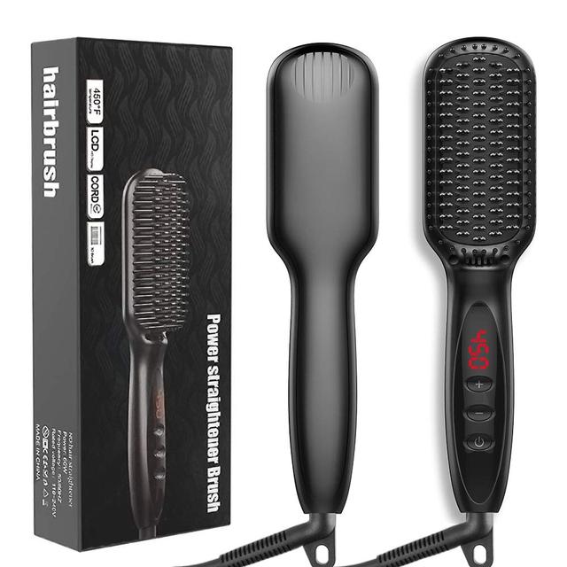 Hair Straightener Brush Fast Heating Fast Heating Men Beard Straightening Comb Electric Hair Straightener: with box / US