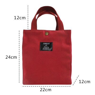 Bento lunchbox tas met lunch draagbare lunch canvas eco tas kantoormedewerker handtas student kleine lunchbox tas: Rood