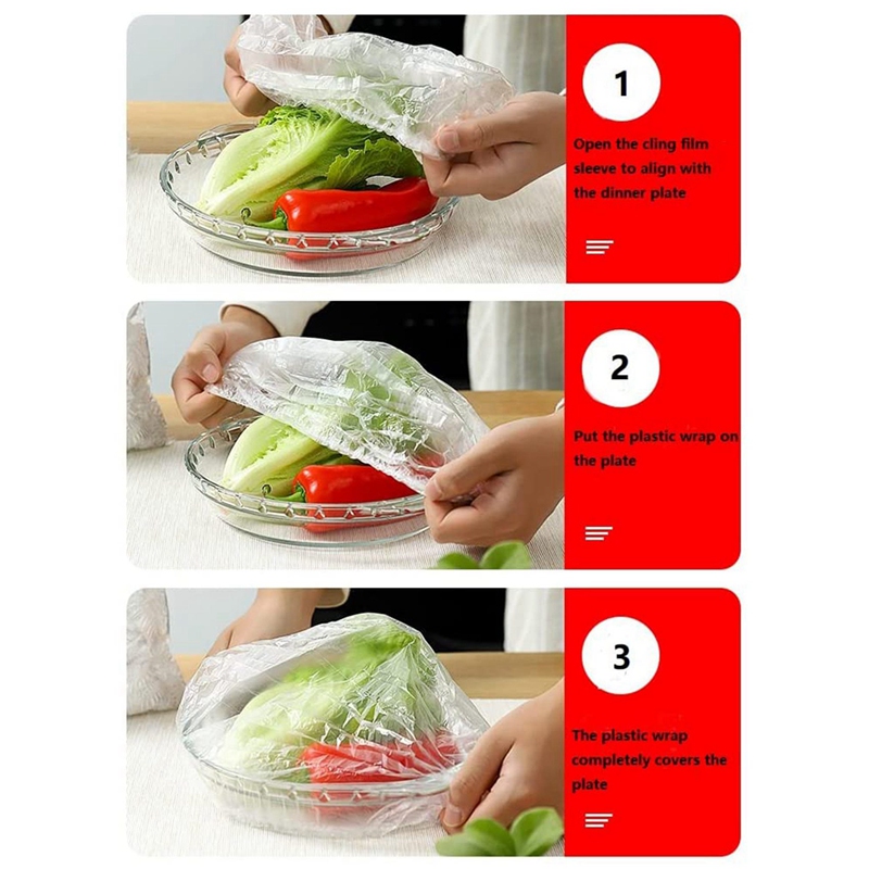 100 Pieces Of Plastic Wrap Bowl Lids, With Elastic, Plastic Stretchable Food Lids