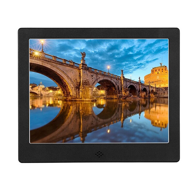 8 Inch Digitale Fotolijst Metalen Frame Hd 1024X768 Elektronische Fotolijst Met Afstandsbediening, Eu Plug: Black