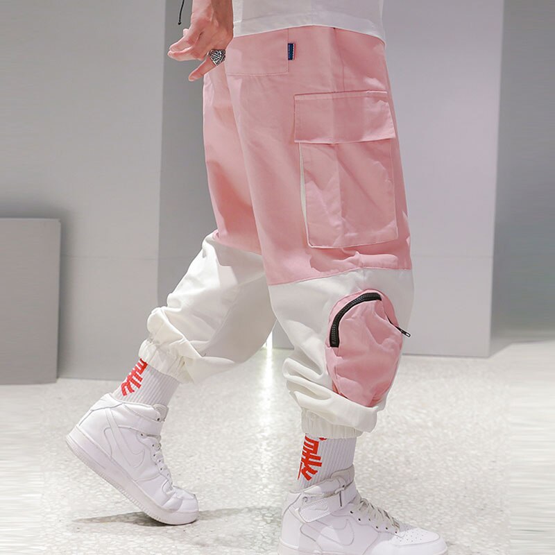 Casual hip hop bukser herre patchwork bukser elastisk midje joggebukser mote joggers harajuku streetwear