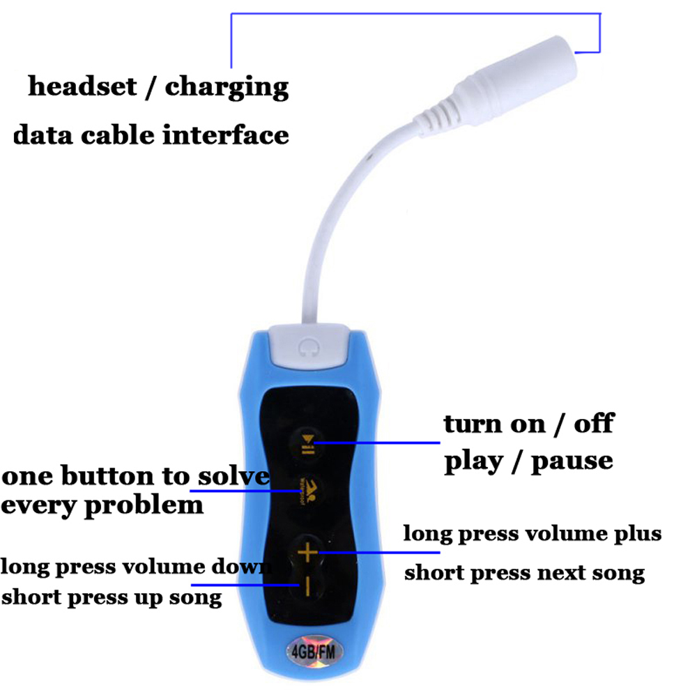 Reproductor MP3 impermeable IPX8 con Clip, Radio FM, sonido estéreo, 8G, natación, buceo, surf, ciclismo, deporte, música