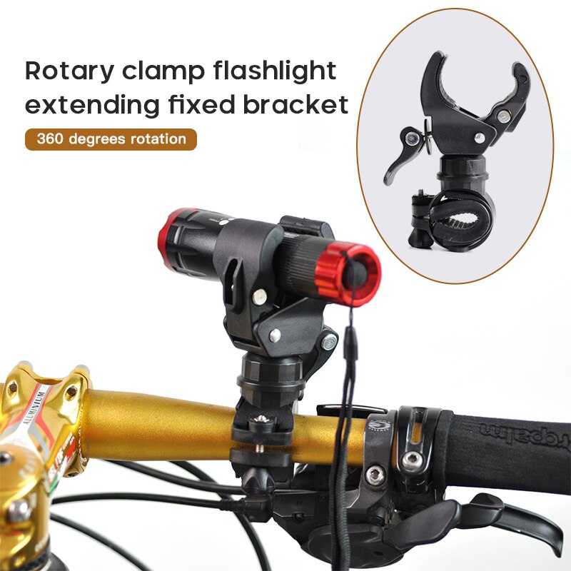 Portable Cycling Bike Bicycle Light Lamp Stand Holder Rotation Grip LED Flashlight Torch Clamp Clip Mount Car Accessories