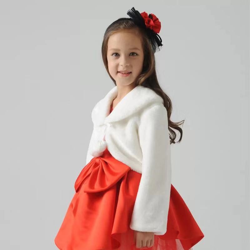 Elegante Ivoor Wedding Party Bloem Girla Bont Sjaal Meisjes Wrap Fairy Bolero Bruiloft Accessoire