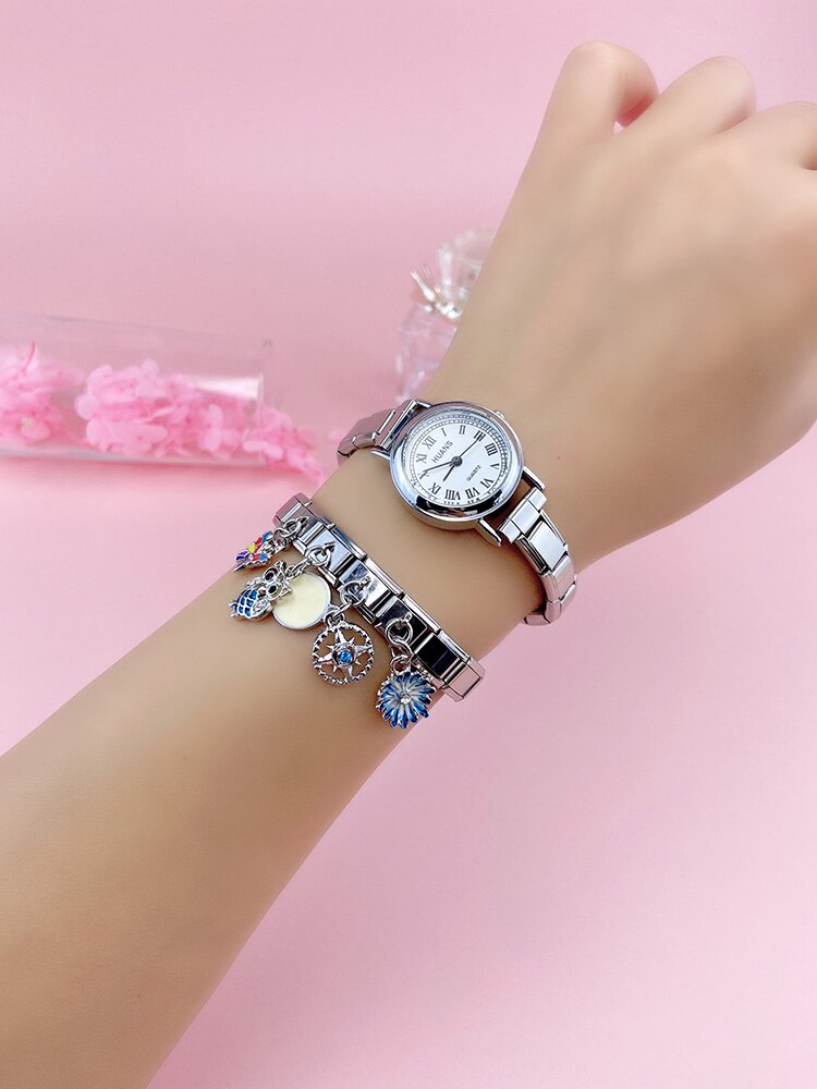 Hapiship Original Daisy Colour Flower Butterfly Owl CZ Italian Charm Fit 9mm Bracelet Stainless Steel Jewelry Making DJ268