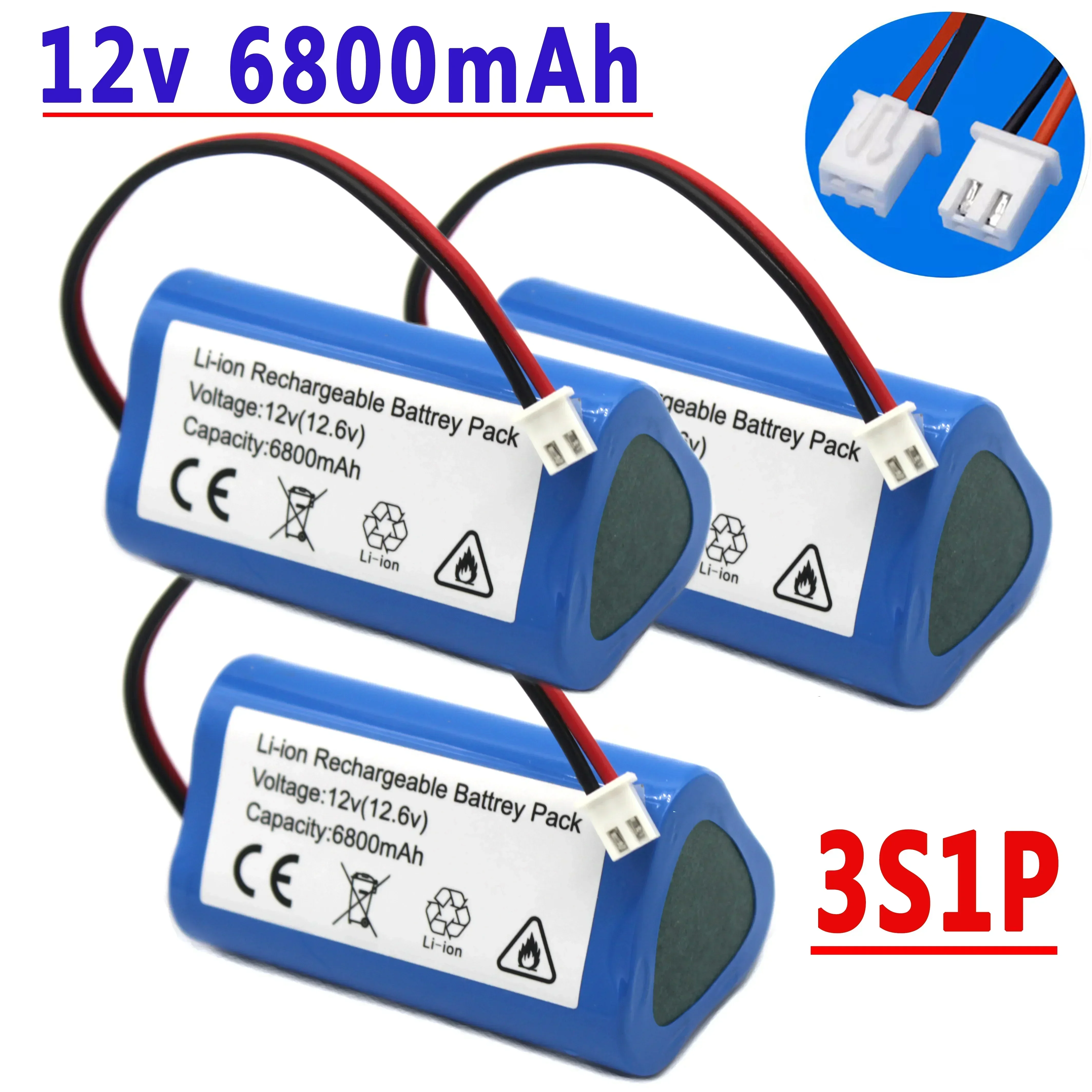 .12V.18650 Paquete de batería de litio de.3S1P.6800mAh construido