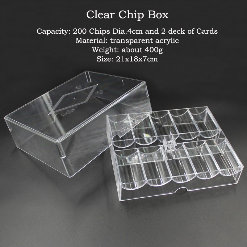 1pc Poker Chip Box Capacity 200pc for Dia.4cm Clear Holder with Lid: Default Title