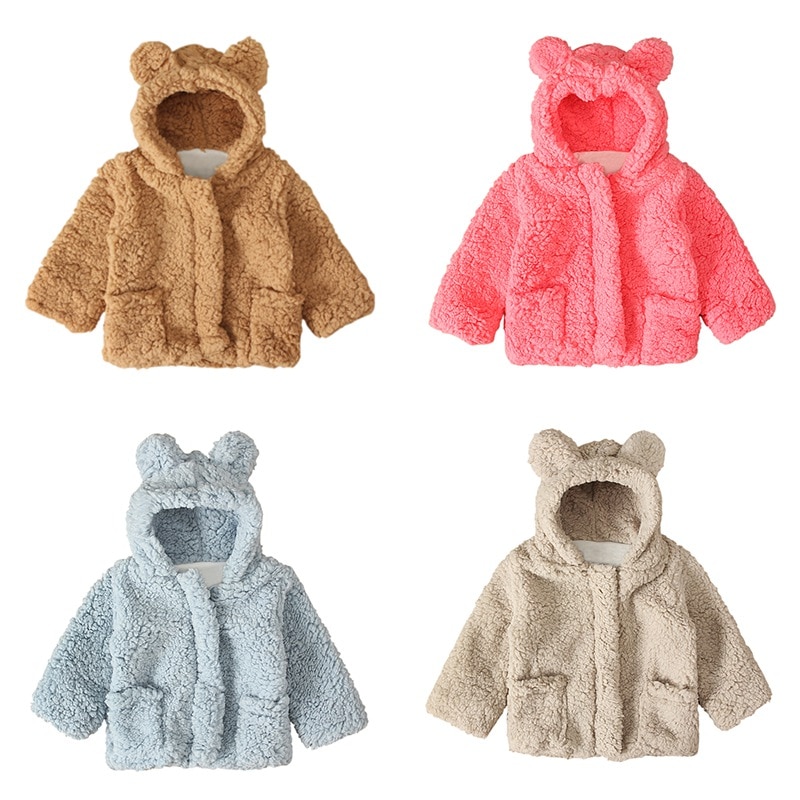Baby jongen meisje effen print lange mouwen kinderen warme winterjas dikke bovenkleding kleding