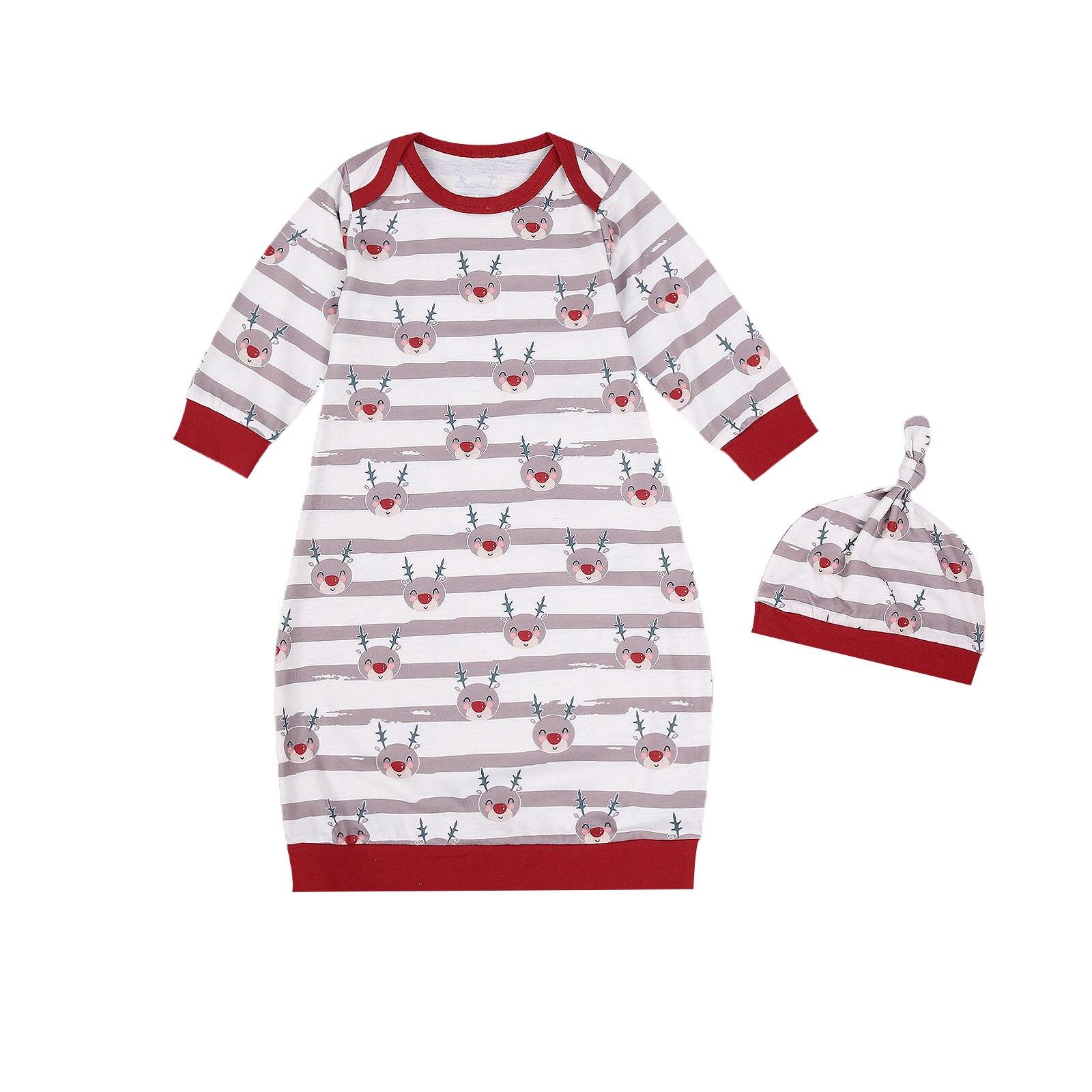 Peuter Baby Baby Meisje Jongen Nachtkleding Gewaden Set Hoed 2 Stuks Lente Herfst Lange Mouw Ronde Hals Kostuum Homewear Kleding