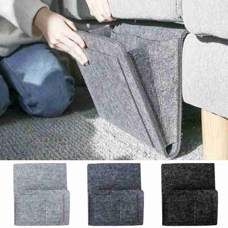 Bed Side Storage Bag Felt Bed Sofa Side Pouch Remote Bedside Organizer Hanging Caddy Holder Pockets Storage Control Bed Pocket