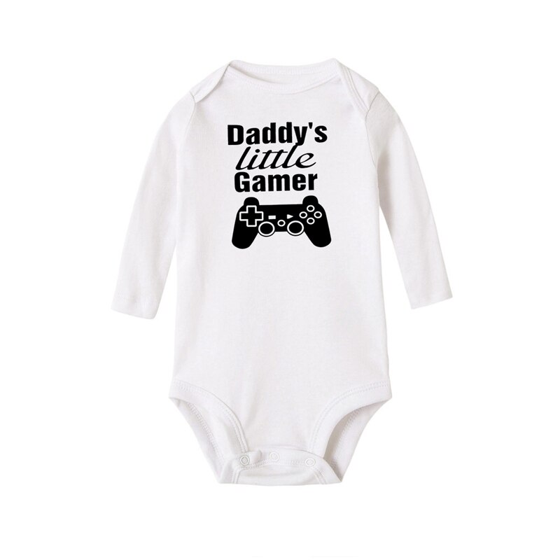 Daddy's Little Gamer Newborn Baby Boy Girl Bodysuit Autumn Long Sleeve Letter Print Cotton Body Baby Onesie Romper Outfits