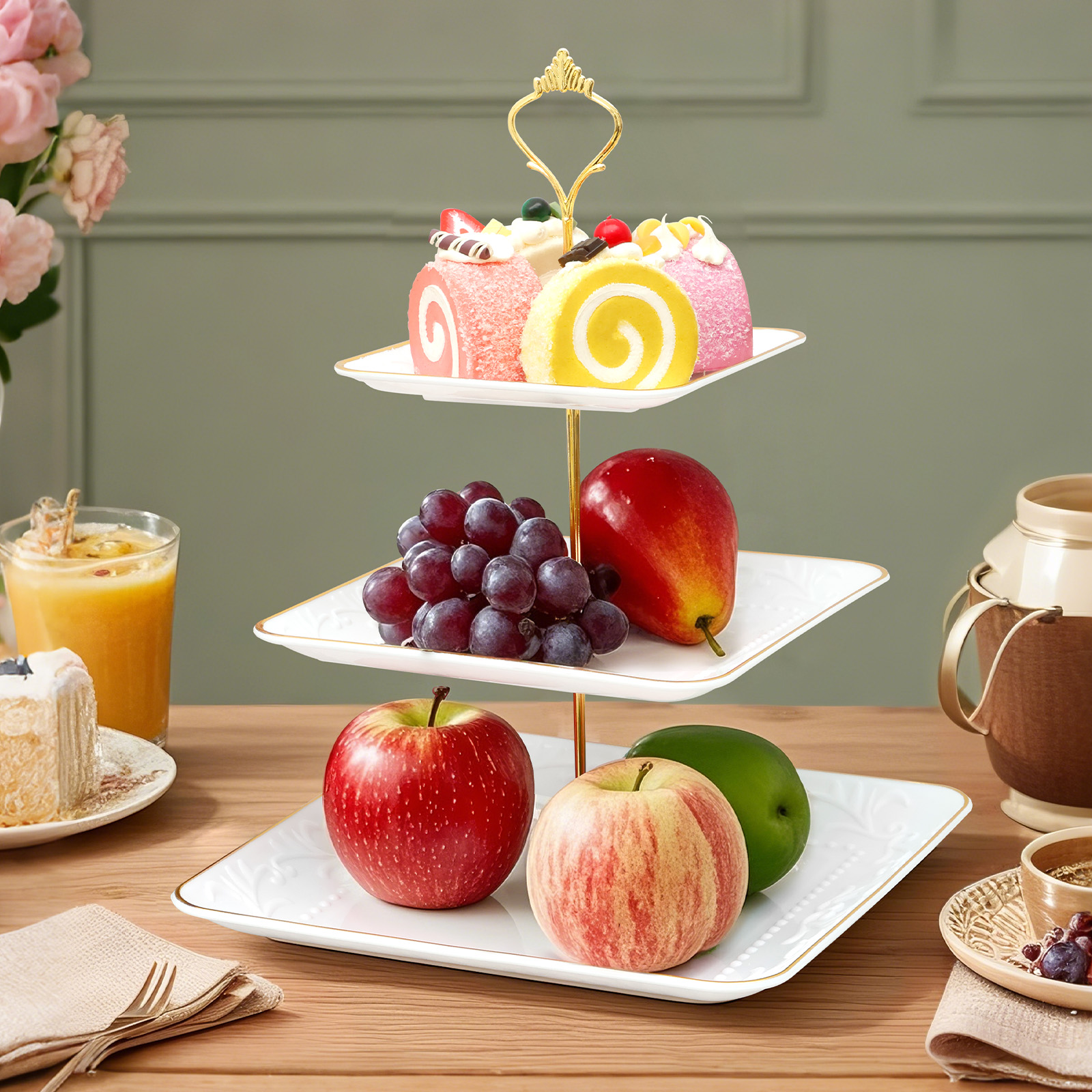 3-Tier Cupcake Stand Cake Cupcake Display Toren Meerlaags Fruitschaal Cupcake Rek Serveren Dessert Houder Bruiloft Decor