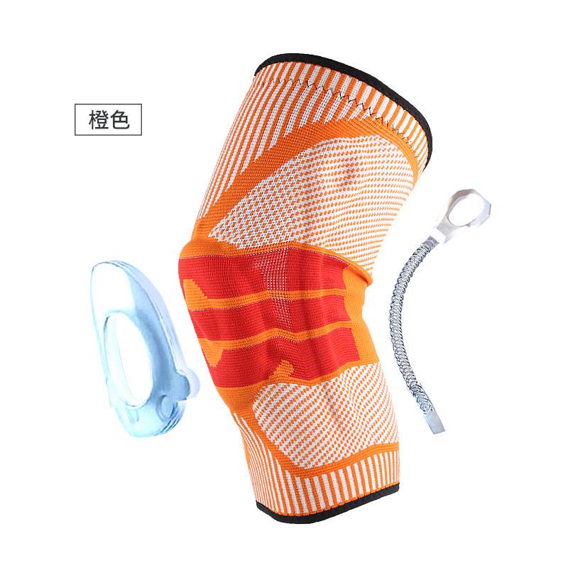 1 Pcs Silicone Spring Full Knee Brace Strap Patella Medial Support Strong Meniscus Compression Protection Sport Pads Running #ED: Orange / XL