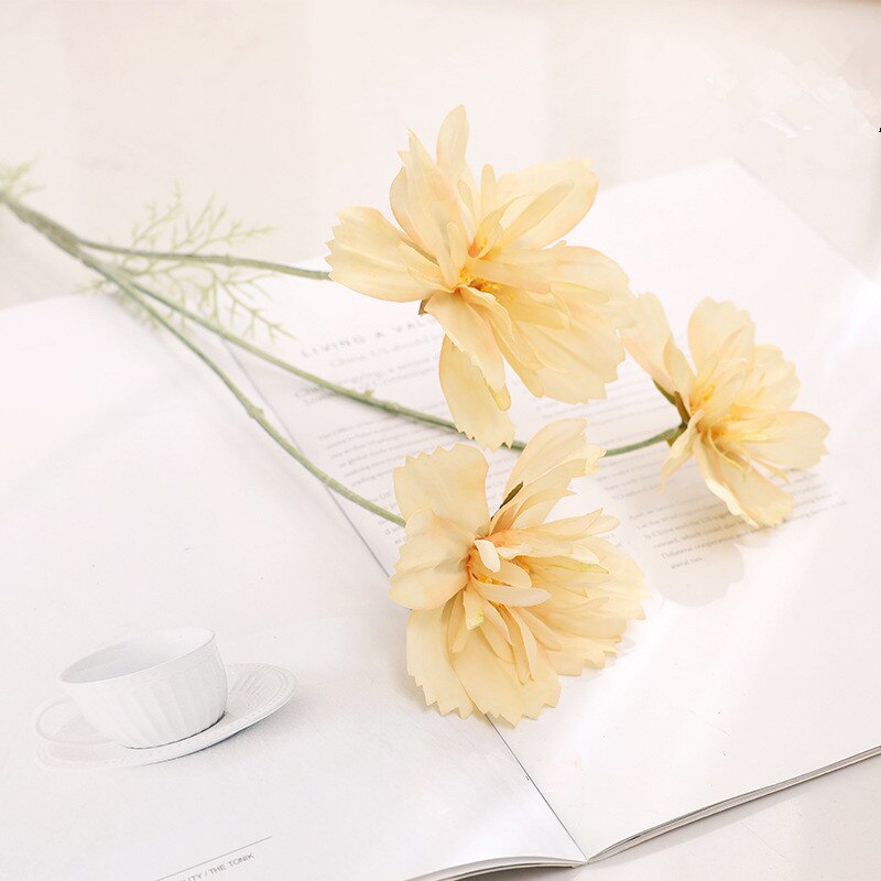 Gerbera kosmos konstgjorda blommor sidenbröllop bröllopsarrangemang tillbehör fest heminredning bord vas torkade växter: Champagne