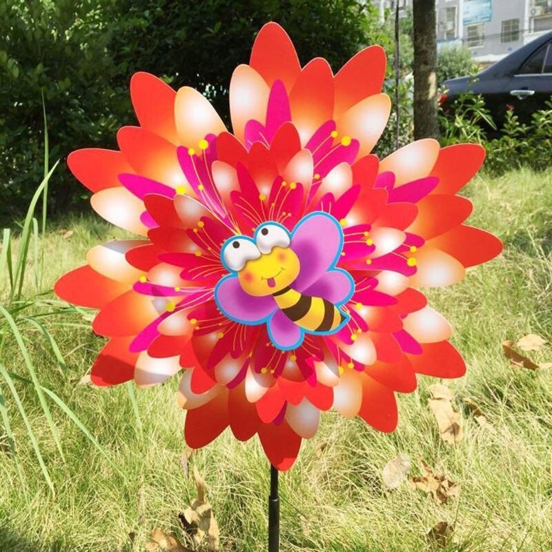 Wind Spinner Drie Lagen Zonnebloem Outdoor Tuin Decoratie Windmolen Pinwheel Kinderen Kinderen Speelgoed Cartoon Grappig